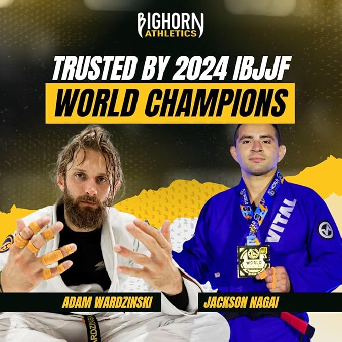 Bighorn Athletics Jiu Jitsu Finger Tape, Rock Climbing Tape | Multipurpose for Sports & Injuries: MMA, Volleyball, Football, Basketball, Tennis, Golf, Hands & Toes, 0.5-Inch x 45-feet, 8-Rolls, Orange