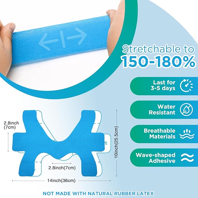 OK TAPE Precut Kinesiology Ankle Tape, 10 Pcs, Pain Relief, Prevent Ankle Sprain, Provide Support for Ankle Ligament, Elastic Athletic Tape, Breathable K Tape for Daily use - Blue