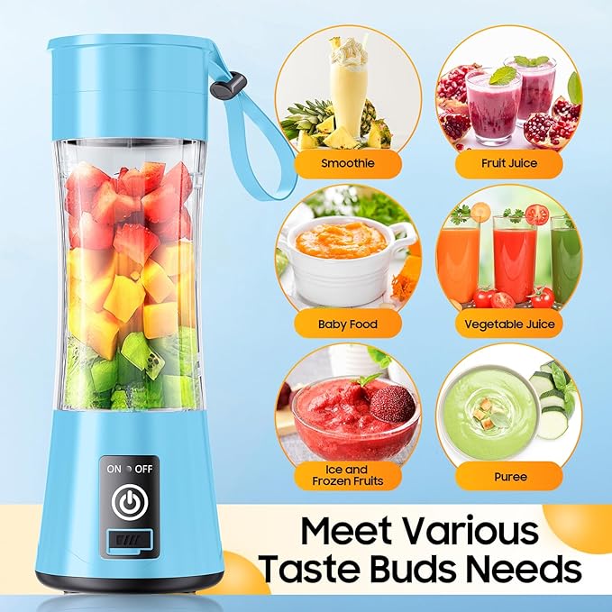 Cordless Personal Size Portable Blender - Blender Make Smoothies & Shakes, 12 Oz BAP Free Traveling Cup, Quickly Squeezed in Office/Picnic/Sprots