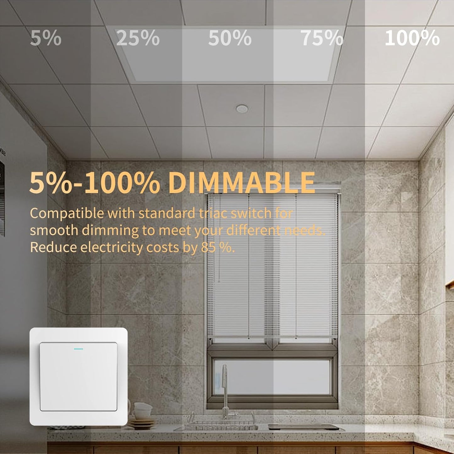 2X4 Led Flat Panel Light,0-10V Dimmable,3000K/4000K/5000K, 30W/40W/50W, Drop Ceiling Light for Mall, Officerom, Garage