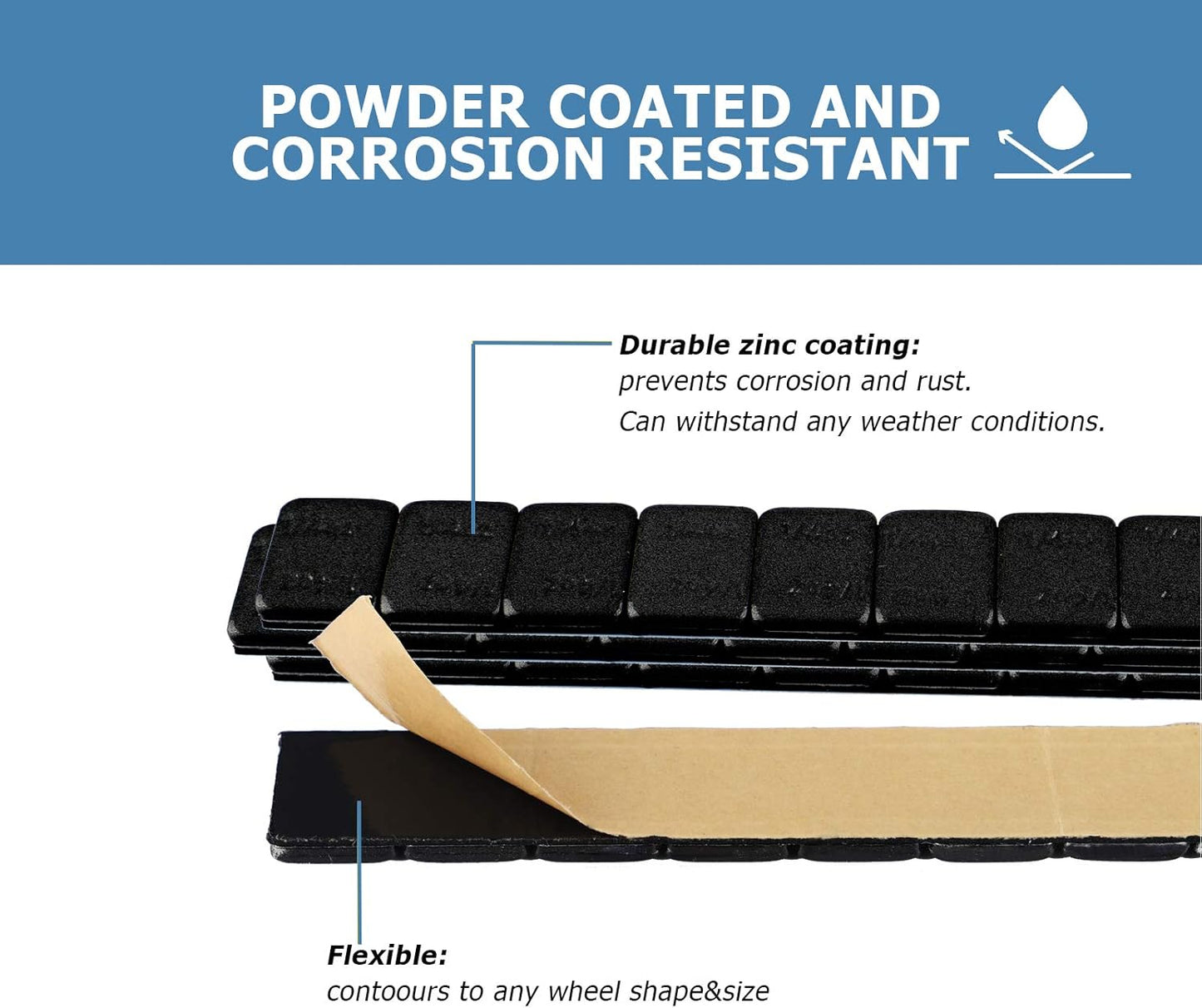 1/4 Oz Black Stick on Wheel Weights (1box，576pcs,144oz), Adhesive Backed Wheel Weights for Cars, Trucks, SUVs, Motorcycles, Low Profile