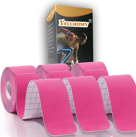 Kinesiology Tape -<3 Rolls>-Elastic Kinesiology Athletic Tape for Joints Support & Muscle Pain Relief-<16.4ft /Roll>-Cotton Waterproof K Tape Latex Free, Breathable Perfect for Any Activity(Pink）