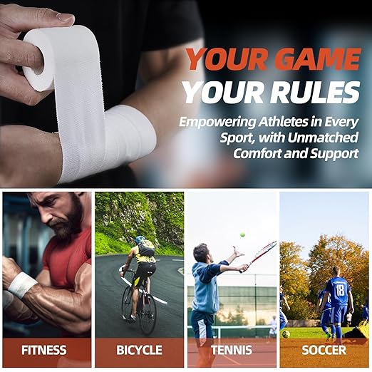 Dimora 4-Pack Elastic Adhesive Bandage Tape - Durable Elastic Tape for Joints Support and First Aid Kit, No Sticky Residue, Strong Bandage Wraps for a Pained and Tender Joint