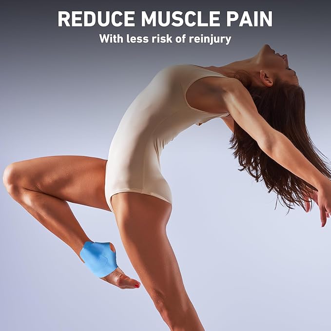 Kinesiology Tape for Ankle, KTQUICK 12 Count Ankle Tape Precut, Original Cotton Waterproof & Breathable, Enhance Elastic Kinesiology Athletic Tape for Ankle Support and Muscle to More Sports