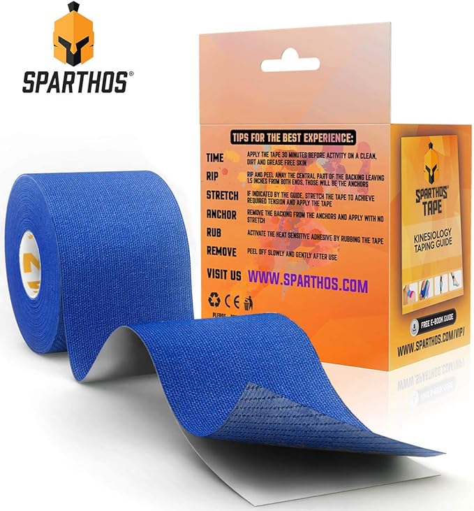 Sparthos Kinesiology Tape - Incredible Support for Athletic Sports and Recovery - Free Kinesiology Taping Guide! - Uncut 2 inch x 16.4 feet Roll