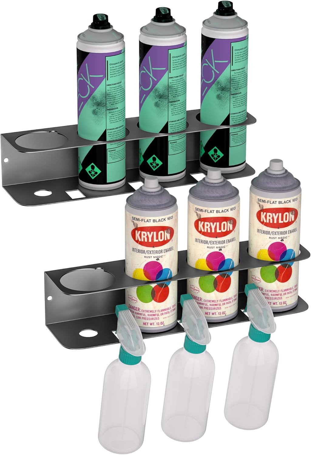 EVERHANGER Spray Can Holder, Wall Mount Spray Bottle Storage Rack Heavy Duty Spray Paint Bottle Organizer for Garage & Home, 8 Can Holes