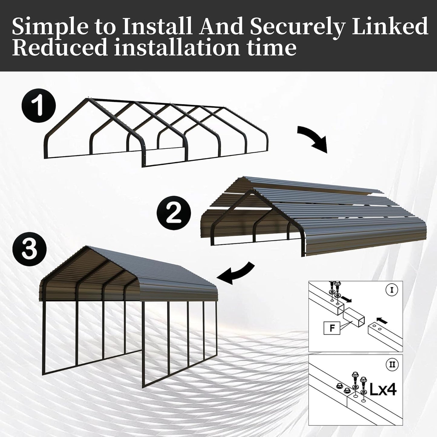 10x20FT/20x20 FT Metal Carport Heavy Duty for 2 Cars - Frame Shelter Car Garage Kits for All-Weather,Car Canopy Reinforced with Safe Boat Cover Car Ports for Yard Protection (10 x 20ft)