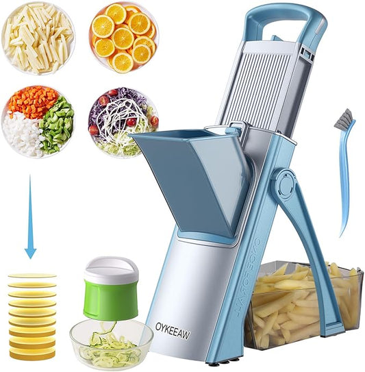 Mandoline Slicer & Spiralizer slicer for kitchen, French Fry Cutter, vegetable slicer, Potatoes chopping with Thickness Adjuster, Veggie Dicer,Zucchini,Faster Kitchen Slicer for Meal Prep