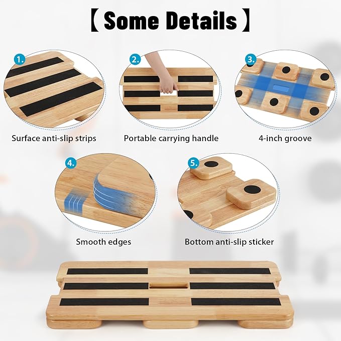 Wooden Exercise Board, Resistance Band Foot Plate with Non-slip Design, Wood Fitness Board for Resistance Band Training, Workout Bands, Balance, Stretching, Flexibility Exercise Home Gym