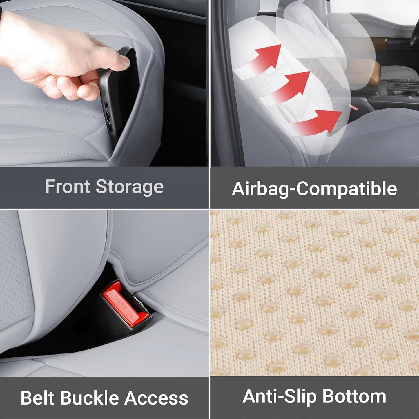 Coverland Custom Car Seat Covers Compatible with F150, F250, F350 Super Duty - Premium Leather Non-Slip Memory Foam Waterproof Custom Interior Protector Full Set-Gray [See Size Chart-Size X109]