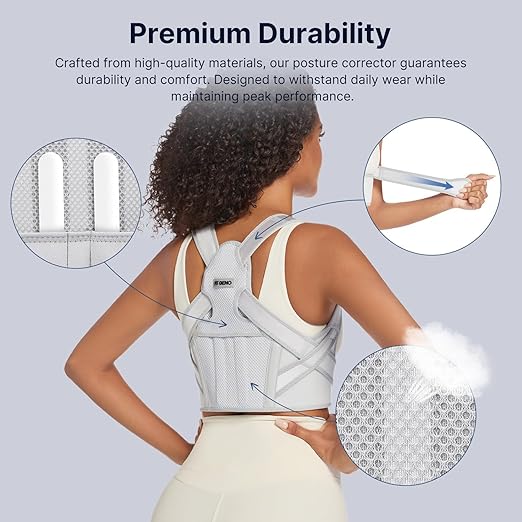 Fit Geno Posture Corrector for Women & Men: Adjustable Lightweight Upper Back Brace for Neck Shoulder & Upper Back Pain Relief - Improve Posture Correct Hunchback Slouching Invisible Under Clothes (M/L Under Bust 35" - 49")