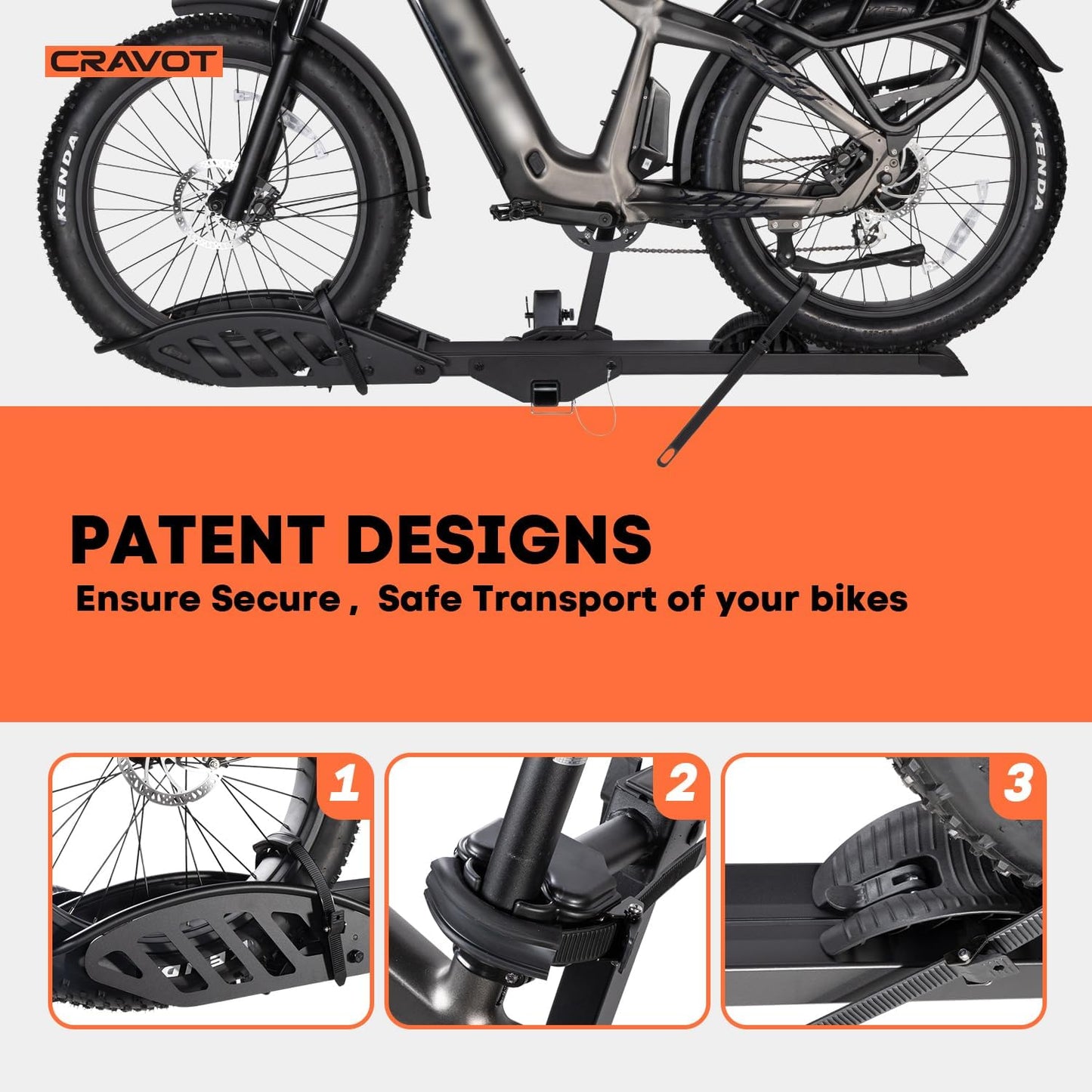 CyberRack E1 Hitch 1-EBike Rack with Ramp,100 lbs Capacity Single Mount Platform Style, Fits Up to 5-inch Fat Tire E-Bike Carrier Rack for 2inch Receiver Cars Trucks SUVs Minivans RV, Trailer