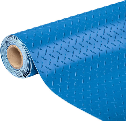 Bonnlo 7.5x17 FT Garage Floor Mat for Under Car,Thickened PVC Roll Floor mats，Waterproof Non Slip Parking Mat,Blue