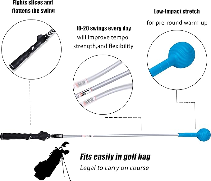 PGM Golf Swing Trainer Aid -2.0 Golf Swing Training Aid Golf Practice Warm-Up Stick for Strength Flexibility and Tempo Training -Suit for Practice Chipping Hitting Golf Accessories for Men and Women