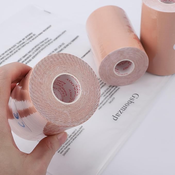 3 Pack Kinesiology Tape, 4in x 5.5yd Water Resistant Muscle Support Adhesive Sport Tape for Pain Relief, Latex Free Cotton Elastic Athletic Tape for Joints, Knee, Ankle, Shoulder, Wrist