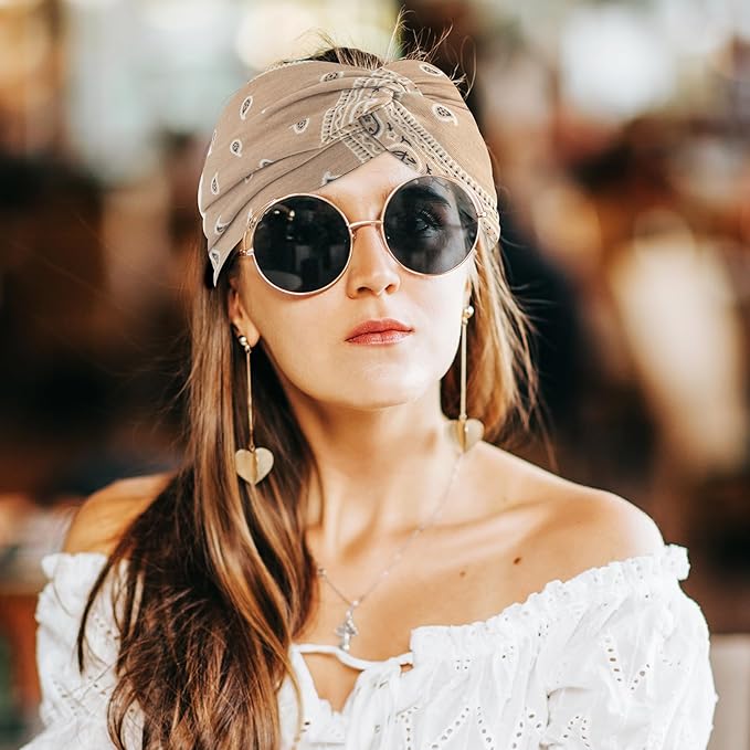 S&N Remille Wide Headbands for Women, Large Hairband, Elastic Non-Slip Headband Twist Knotted Accessories, Yoga Workout Vintage Hair 3 Pack (Colour-10)