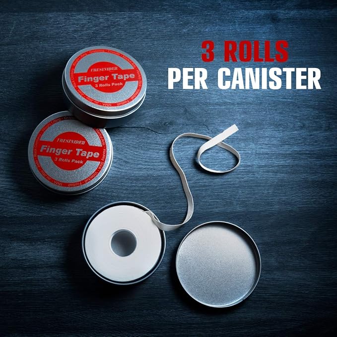 Finger Tape - Strong Athletic Tape | 0.3” x 45 Feet (9 Pack) Tin Set | No Sticky Residue | for Rock Climbing, BJJ Jiu Jitsu, Grappling, Judo, MMA, Rock Climbing and Martial Arts (White)