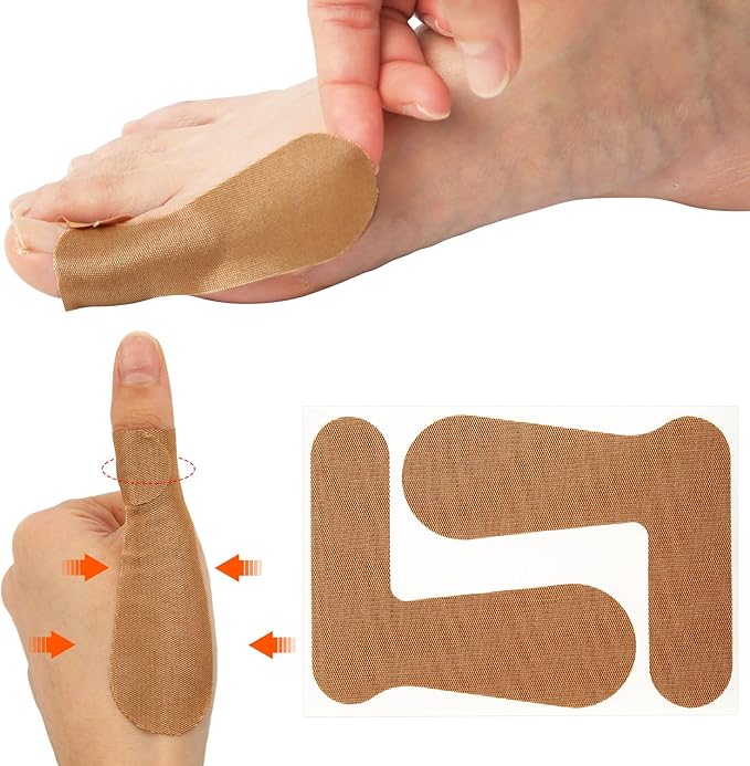 20pcs Precut Thumb Support Tape, Self Adhesive Toe Patches Finger Bandages Supplies for Sport Housework, Elastic Cotton Protecting Strap