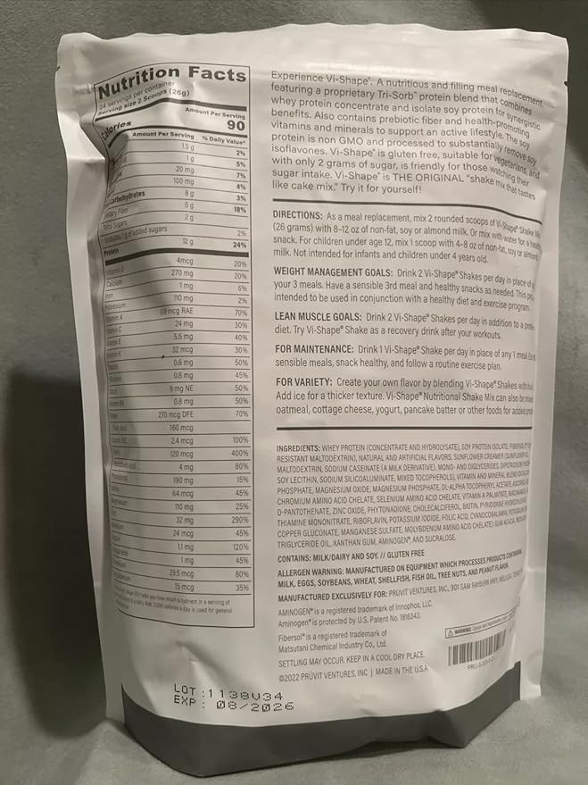 Vi Shape Original Nutritional Shake Mix Sweet Cream Flavor | 22oz (3 Bags, 72 Servings)