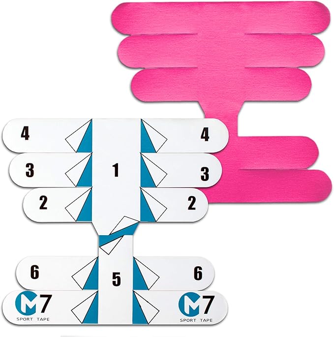 M7 Sport Kinesiology Ankle Tape for Ankle Sprain and Injury Recovery, Pain Relief Therapeutic Tape, Ankle Brace Compression Support, Plantar Fasciitis, Waterproof, Eases Swelling (Pink, 4-Pack)