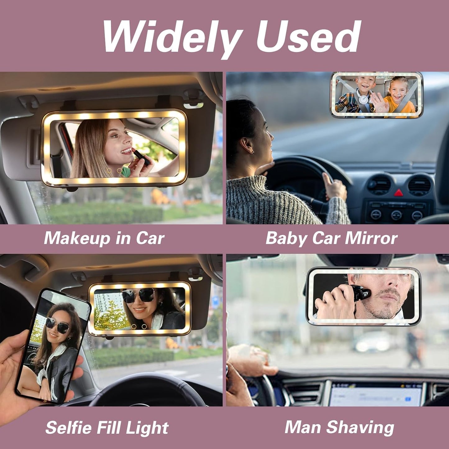 Car Visor Vanity Mirror with Light,LED Sun Visor Mirror,Truck Makeup Mirrors with 3 Light Modes & Dimmable Touch Screen,Car Accessories for Women and Girl