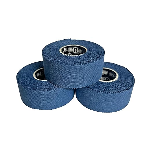 Ringside 1" Athletic Trainers Tape, Cotton Kinesiology Tape for Combat Sports, Adhesive, 30 Foot Rolls, Blue, 3 Pack