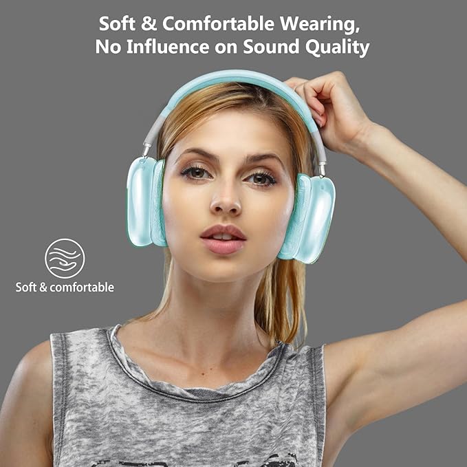 for AirPods Max Clear 3 in 1 TPU Case - Ear Cups, Ear Pad, and Headband Cover for AirPod Max Headphone Accessories - Blue