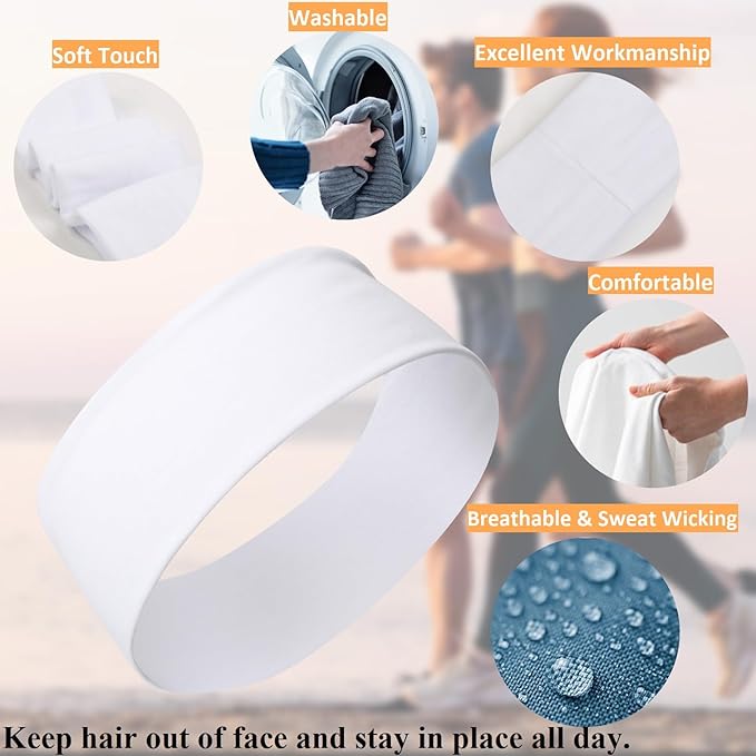 Tobeffect Headbands for Women Non Slip Trendy Womens Headbands 7PCS Elastic Hair Bands for Women's Hair Black Gray White Headbnd