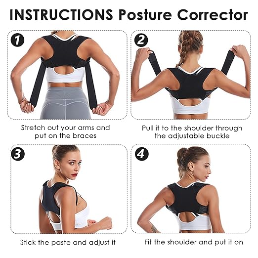 Posture Corrector for Women, Adjustable Upper Back Brace, Back Posture Correct, Posture Support for Women, Neck and Back Pain Relief, Back Brace for Posture