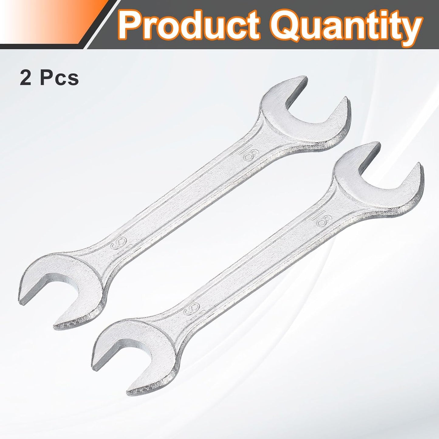 HARFINGTON 2pcs Double Open End Wrench 16mm x 18mm Metric 15 Degree Offset Angle Small Flat Head Wrench Galvanizing Open Ended Spanner for Automotive Repair Furniture Assembly