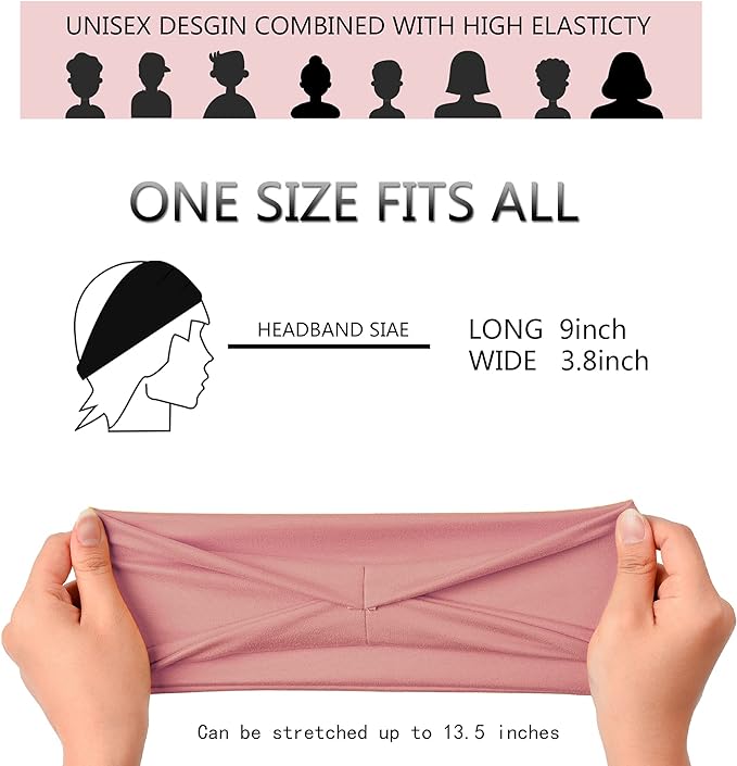 Women's Workout Headbands Non Slip Sport Sweatbands Yoga Hairbands for Travel Fitness Athletic Elastic Moisture Wicking for Girls