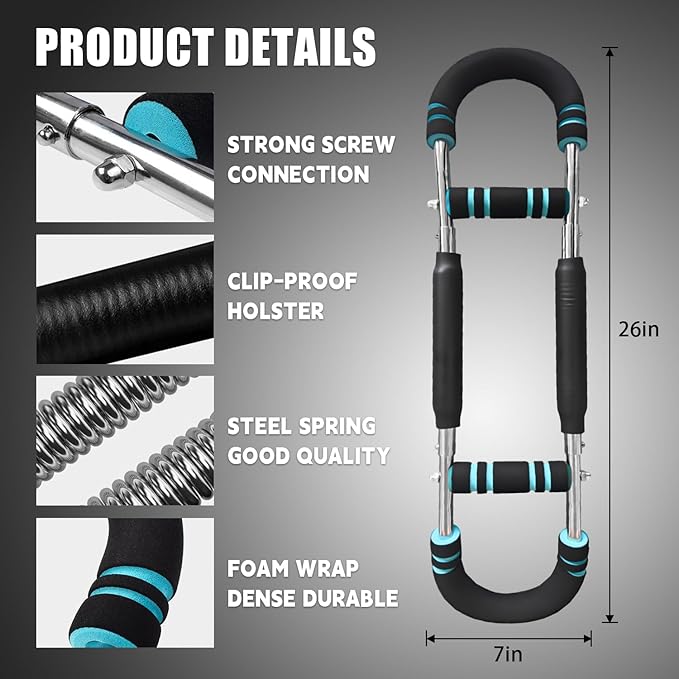 Twister Arm Trainer, 40-100lb Adjustable Chest Workout Equipment, Portable Power Twister Bar, 2025 New Adjustable Twister Arm Chest Exerciser，Detachable Design Fitness Anywhere