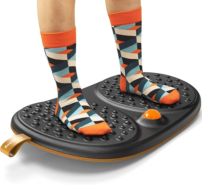 Trobing Standing Desk Mat Balance Board with Rollerball, Wooden Wobble Anti Fatigue Mat Balance Board for Standing Desk, Home Office Non-Slip Comfort Floor Mat to Relieve Foot, Knee, and Back Pain