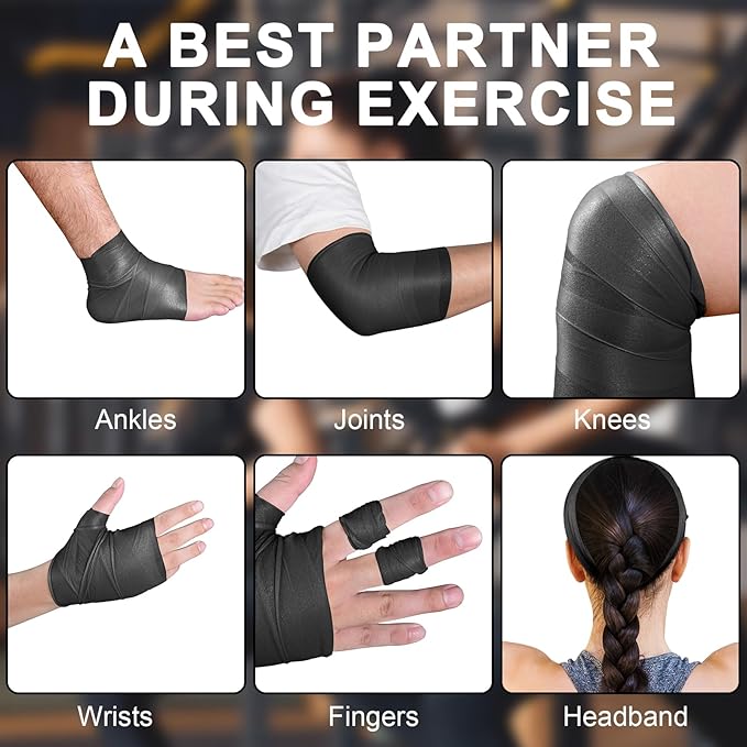 CKeep Pre Wrap Athletic, 3 Rolls Black Prewrap Athletic Tape, Foam Underwrap Sports Wrap for Hair