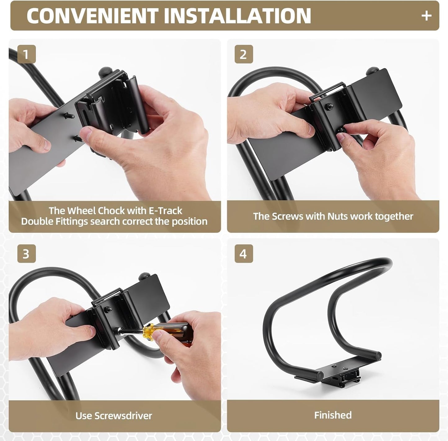 4 Pack E Track Wheel Chock-E-Track Accessories for Enclosed Trailer-E Track Motorcycle Wheel Chock for Trailers for etrack System for Enclosed Trailer Hold Dirt Bike, Motorcycle Tire for Garages