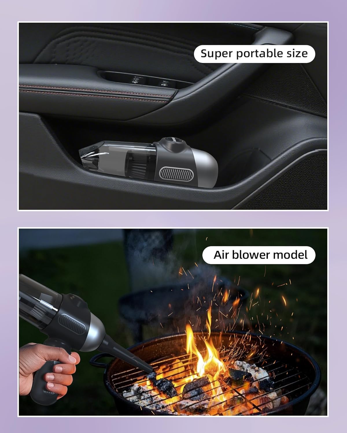 2025 Upgraded Mini Car Vacuum with 12000Pa, Portable 4-in-1 Blowing and Suction Function, Mini Vacuum Cleaner Air Duster Suitable for Quick Cleaning of Small Areas, Car, Office, Home, PC