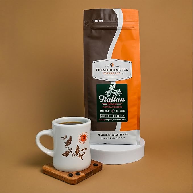 Fresh Roasted Coffee, Italian Roast, 2 lb (32 oz), Dark, Kosher, Whole Bean