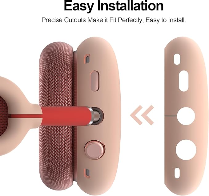 Vancle Silicone Case Cover for AirPods Max Headphones, Anti-Scratch Ear Pad/Ear Cups/Headband Cover, Soft Sweat-Proof Protector Accessories for Apple AirPods Max (Pink)