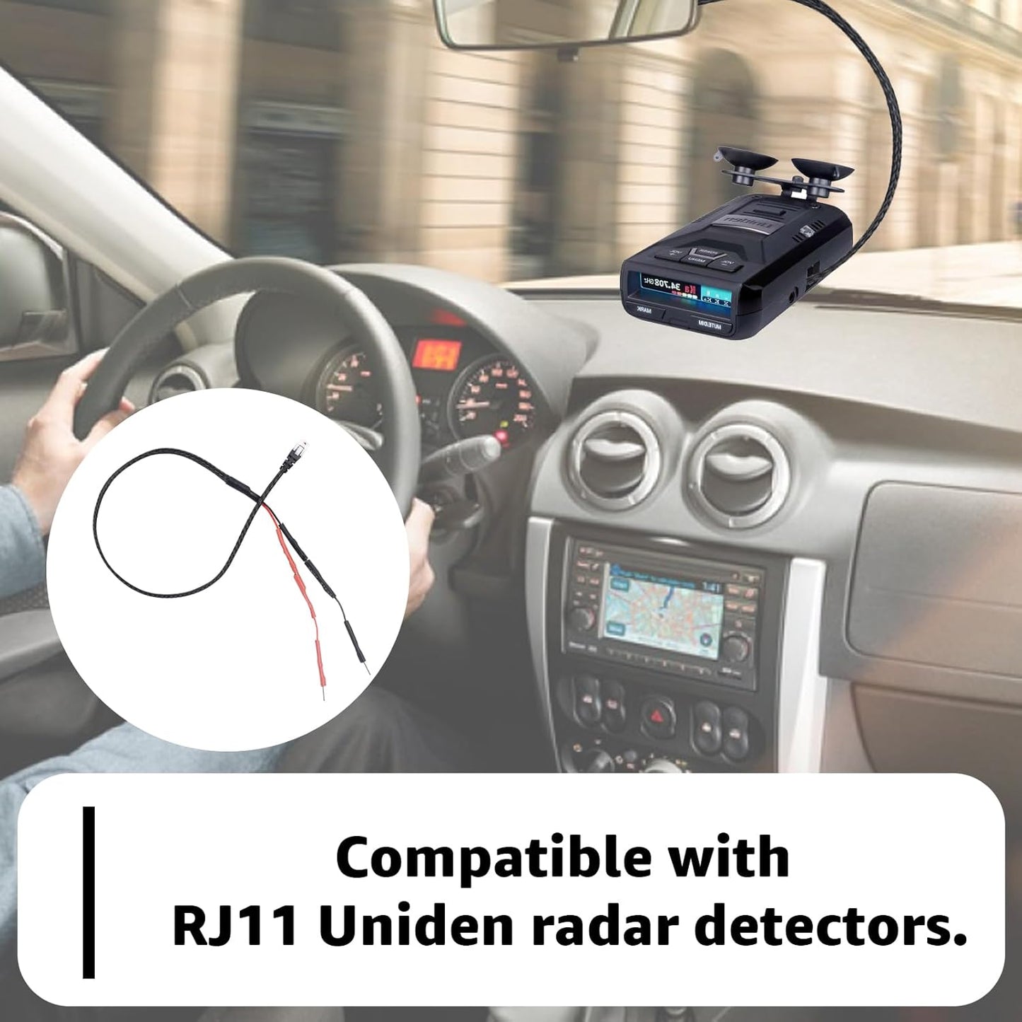 3PCS RJ11 Replacement Mirror Wire Power Cord for Uniden Radar Detectors，Fits R4 R3 R1 R7 R8 Model(3005201U)