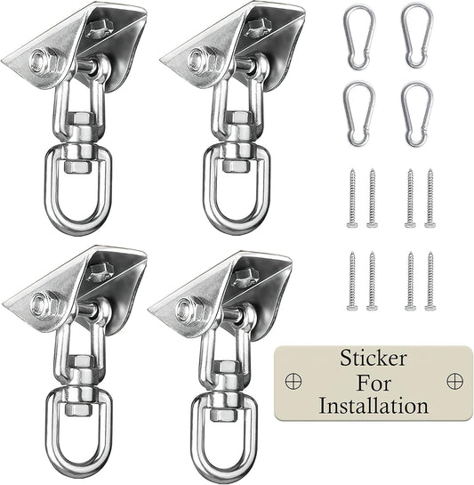 Heavy Duty Swing Hangers for Wooden Sets 2000 LB Capacity Hammock Hanger 360 Swivel Stainless Steel Swing Hardware Accessories 2 Packs for Porch Playground Yoga Heavy Bag