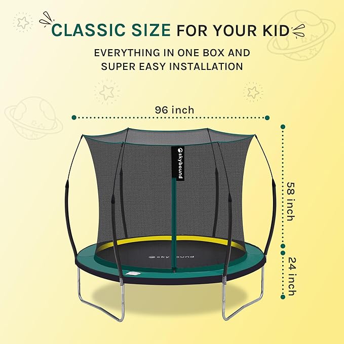 SkyBound 14 FT 12 FT 10FT 8FT 6FT Springless Trampoline for Kids and Adults - Recreational Trampolines with AntiRust Coating - Bungee Cords Outdoor Trampoline for Kids - No-Gap Design Zipper System