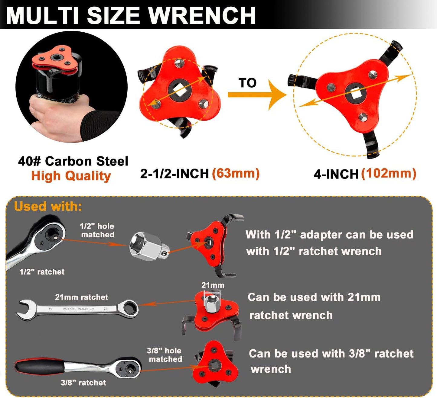 6Pcs Oil Filter Pliers Set, Universal Oil Filter Wrench with Oil Funnel, 10" & 12" & 14" & 16" Premium Oil Filter Removal Tool From 1-1/4" to 8-1/2"