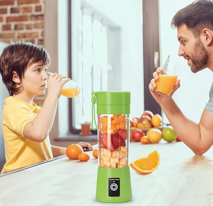 Portable Blender,Mini 6-blade Mixer for Smoothie,Milkshake, Juice, Mobile Hand juicer With USB Rechargeable For Travel, office, picnic, fitness (Green)