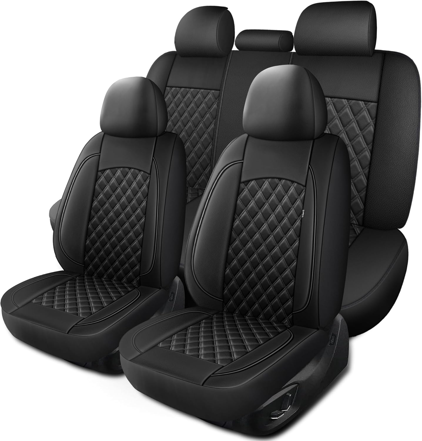 Car Seat Covers Full Set,Breathable and Waterproof Napa Leather Car Seat Cover,Interior Universal Fit for Cars,Sedans,SUVs,Vans,Trucks(Full Seat,Black,N3)