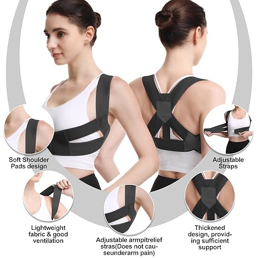 Posture Corrector for Women and Man - Posture Trainer for Neck Hump & Scoliosis Correction | Adjustable, Comfortable, and Pain-Relieving | Ideal for Desk Workers & Long-Term Wear(Small）