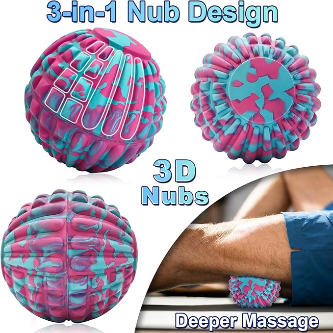 Deep Tissue Massage Ball for Exercise & Recovery - SGS Certification - Targets Back, Shoulder, Legs&Feet - Relieves Muscle Knots, Joint Pain&Tightness, Pressure Point Therapy- Myofascial Release Ball
