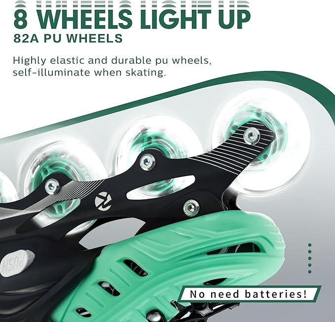 Inline Skates for Kids and Adult, Adjustable Fun Illuminating Skates for Girls, Boys, Women and Men Outdoor and Indoor, Beginner