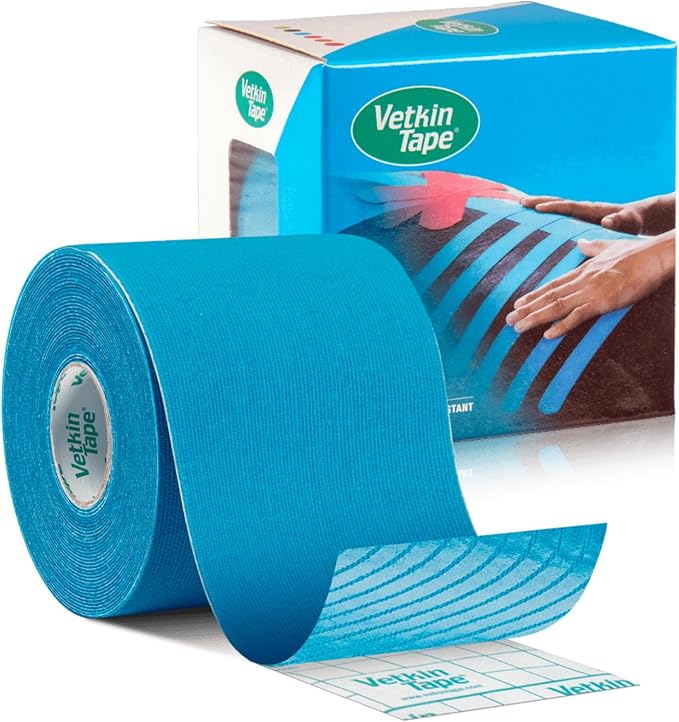 VETKIN VetkinTape Canine & Equine Kinesiology Tape | Veterinary Medical Tape | Vet Wrap for Joint Support & Pet Care | Self Adhesive Bandage Wrap | Blue | 2.4in | (Pack of 1)