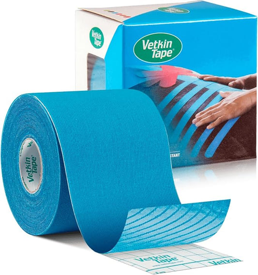 VETKIN VetkinTape Canine & Equine Kinesiology Tape | Veterinary Medical Tape | Vet Wrap for Joint Support & Pet Care | Self Adhesive Bandage Wrap | Blue | 2.4in | (Pack of 1)