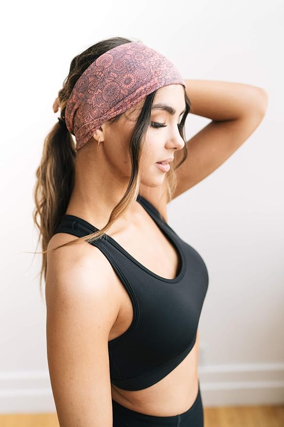 Maven Thread Workout Headbands for Women, 2Pack - 4 inch Thick Wide, Non Slip Sweatbands for Women, Ideal for Exercise, Gym Hairband for Athletic Workouts and Yoga, Black Marble